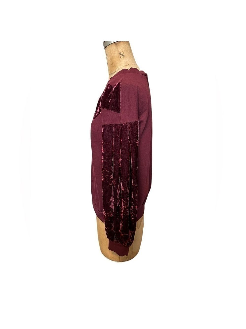 William Rast maroon Hannah sweatshirt with velvet detail size small - Picture 3 of 7